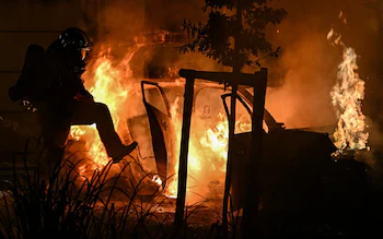 Spain Military Emergency Unit UME deploying fire engines and equipment to combat the Los Gallardos wildfire in Almeria
