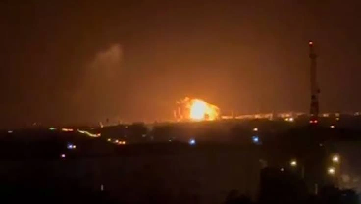 Russian drone strike in Kyiv causes warehouse fire and explosions