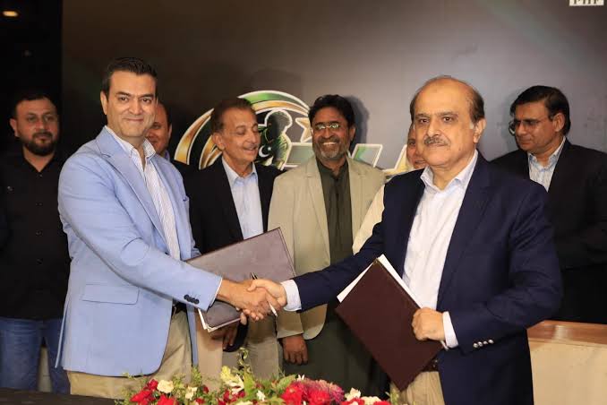 Officials and former players at the launch ceremony of the Pakistan Hockey League in Islamabad