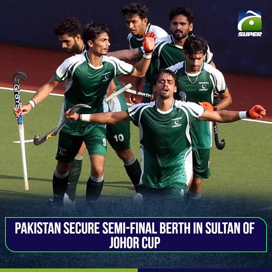 Pakistan junior hockey players celebrate a goal against China at the Sultan of Johor Cup 2026 in Johor Bahru