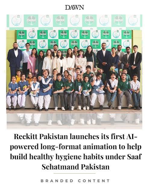 Schoolchildren watch an animated film about handwashing at a Global Handwashing Day session in Pakistan